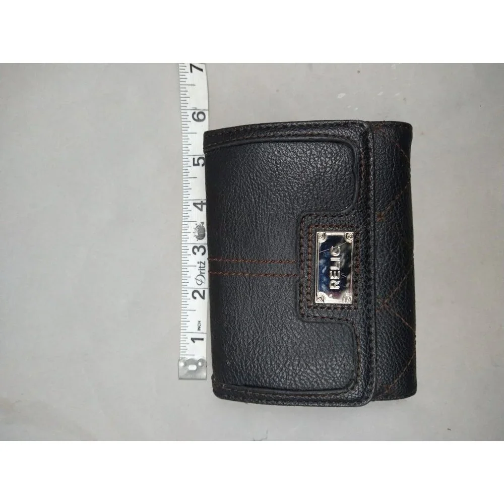 Relic Leather Wallet Brown Zip Pocket Coin Purse‎ Card Slots Bi-Fold Wallet